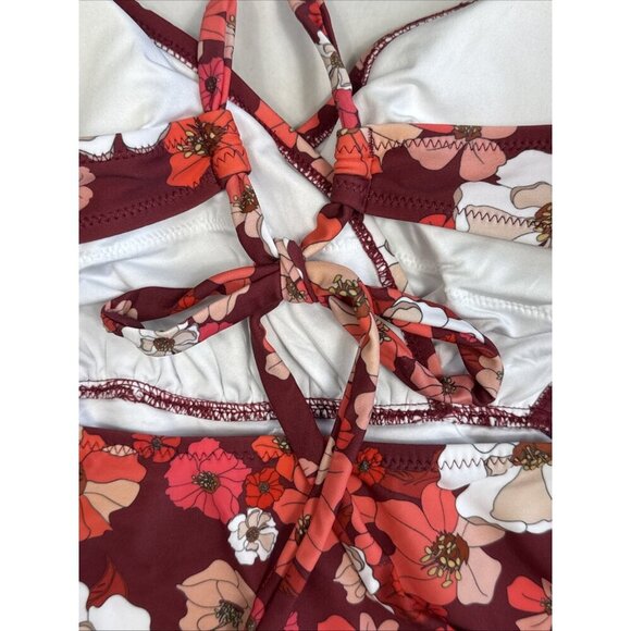 CUPSHE Women's M One-Piece Swimsuit Burgundy Floral NWT - Picture 10 of 16